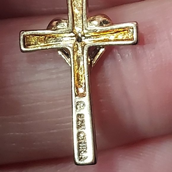 GF 22" necklace with Silver .925  & gold cross with heart - Picture 3 of 7